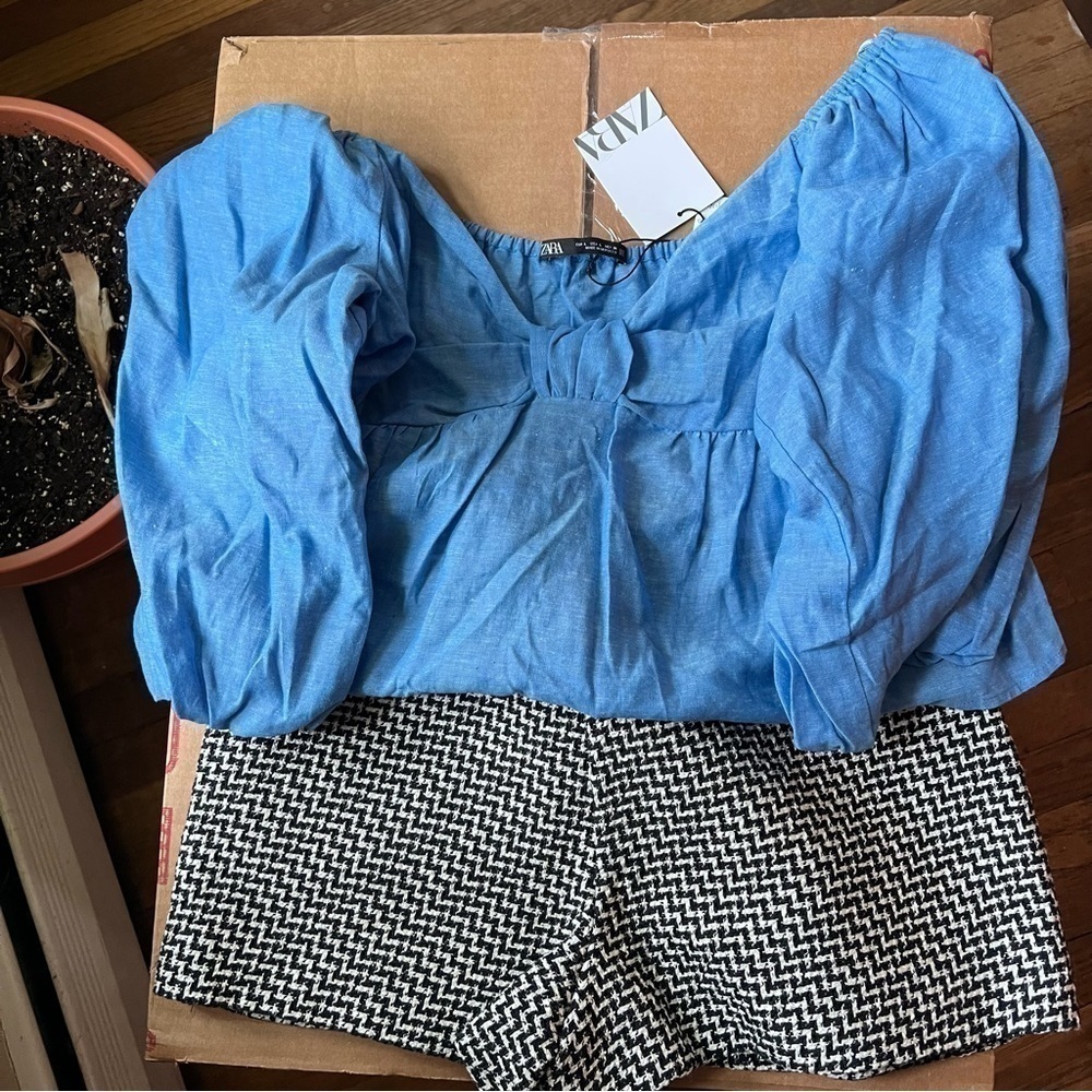 ZARA linen blend knotted top (L) - Picture 6 of 17